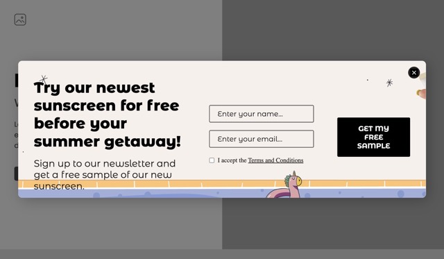 Summer Free Sample Popup
